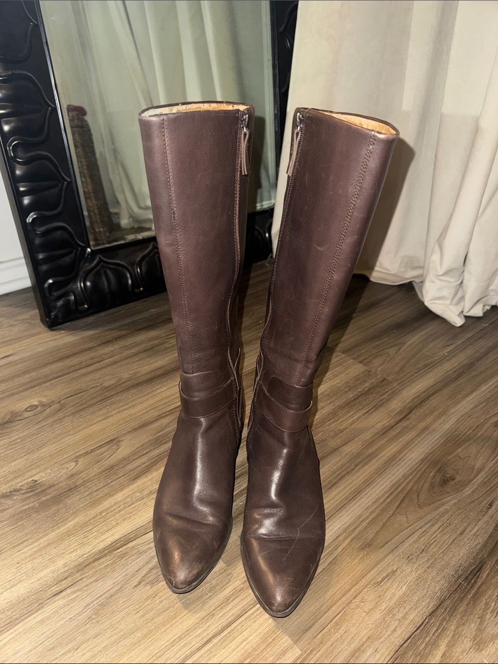 Nine West Tall Dark Brown Real Leather Riding Boots Sz 8.5 on GUC
